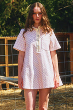 Load image into Gallery viewer, Checker Print Denim Collar Dress
