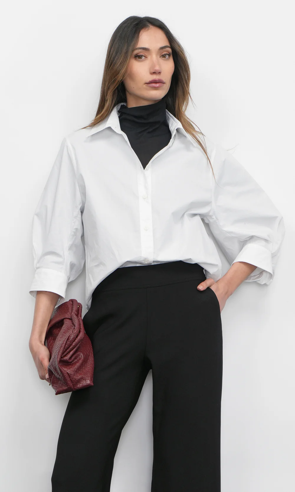 Thea Oversized Lantern Sleeve Button Down Shirt