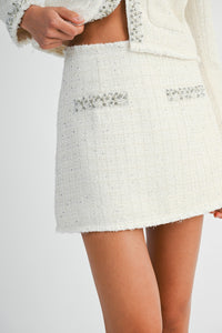 Tweed Jewel Trim Jacket And Skirt Set