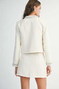 Tweed Jewel Trim Jacket And Skirt Set