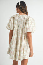 Load image into Gallery viewer, Striped Floral Print Puff Sleeve Mini Dress

