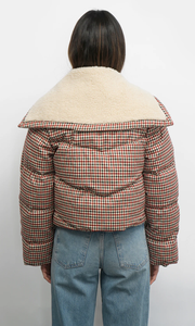 Sally Gingham Puffer w/ Sherling Collar