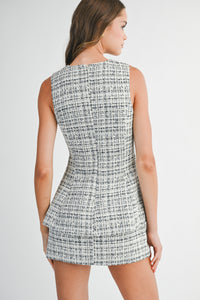 Tweed Peplum Mini Romper
