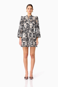 Jolie Long Sleeve Mini Dress in Black