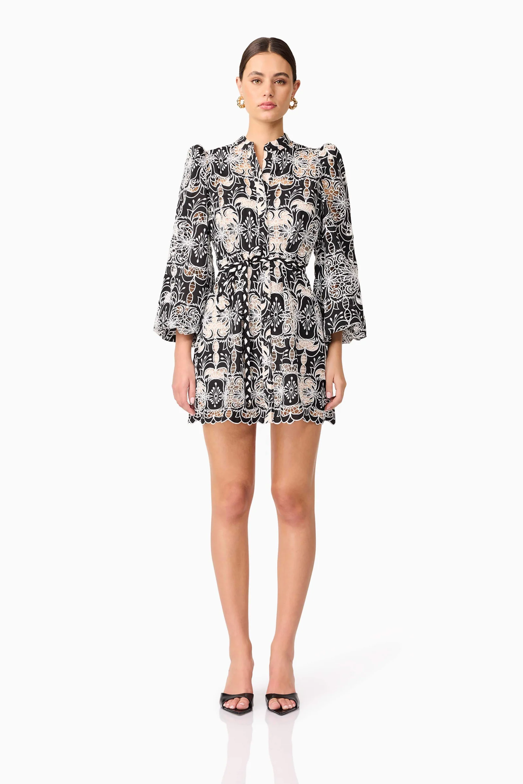 Jolie Long Sleeve Mini Dress in Black