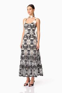Jolie Floral Midi Dress in Black