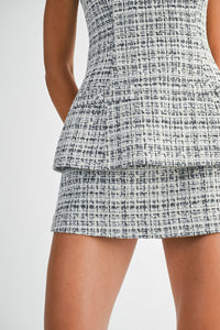 Tweed Peplum Mini Romper