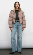 Load image into Gallery viewer, Sally Gingham Puffer w/ Sherling Collar
