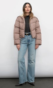 Sally Gingham Puffer w/ Sherling Collar