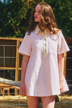 Load image into Gallery viewer, Checker Print Denim Collar Dress
