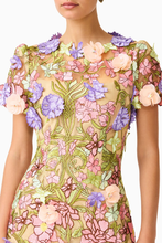 Load image into Gallery viewer, Fiora Shift Mini Dress in Green &amp; Pink Floral
