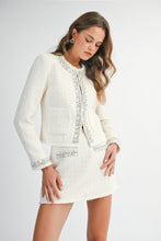 Load image into Gallery viewer, Tweed Jewel Trim Jacket And Skirt Set
