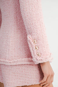 Tweed Boucle Long Sleeve Jacket And Shorts Set