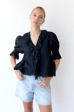 Load image into Gallery viewer, V-neck Lace Ruffle Puff Sleeve Blouse
