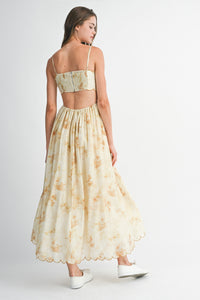 Floral Scallop Edge Midi Dress