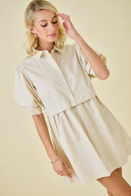 Load image into Gallery viewer, Collared Shirt Dress with Puff Sleeve
