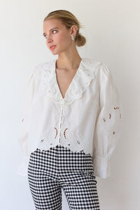 Embroidery Ruffle Blouse