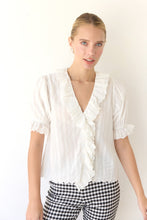 Load image into Gallery viewer, V-neck Lace Ruffle Puff Sleeve Blouse

