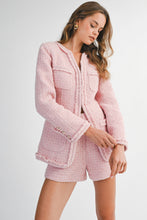 Load image into Gallery viewer, Tweed Boucle Long Sleeve Jacket And Shorts Set
