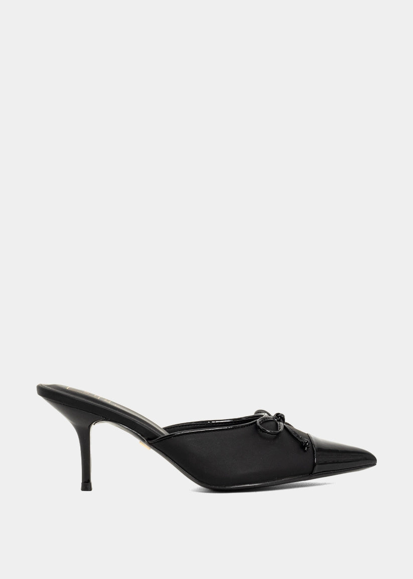 Naomi Black Satin Mule