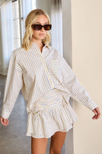 Load image into Gallery viewer, Striped Oversized Button Down Shirt and Ruffle Skort Set
