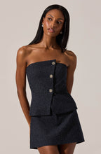 Load image into Gallery viewer, Moina Asymmetrical Strapless Tweed Top
