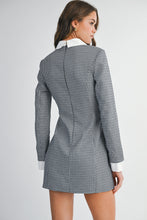 Load image into Gallery viewer, Gingham Plaid Long Sleeve Contrast Collar Dress
