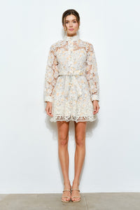 Citrus Floral Embroidered Lace Mini Dress