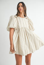 Load image into Gallery viewer, Striped Floral Print Puff Sleeve Mini Dress
