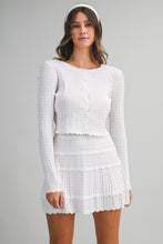 Load image into Gallery viewer, Stripe Pointelle Cardigan And Mini Skirt Set
