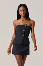 Load image into Gallery viewer, Moina Asymmetrical Strapless Tweed Top
