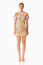 Load image into Gallery viewer, Fiora Shift Mini Dress in Green &amp; Pink Floral
