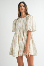Load image into Gallery viewer, Striped Floral Print Puff Sleeve Mini Dress
