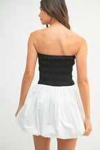 Load image into Gallery viewer, Strapless Smocked Bodice Bubble Hem Mini Dress
