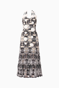 Jolie Floral Midi Dress in Black