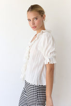 Load image into Gallery viewer, V-neck Lace Ruffle Puff Sleeve Blouse
