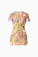 Load image into Gallery viewer, Fiora Shift Mini Dress in Green &amp; Pink Floral
