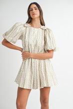 Load image into Gallery viewer, Striped Floral Print Puff Sleeve Mini Dress
