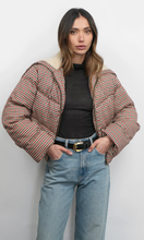 Load image into Gallery viewer, Sally Gingham Puffer w/ Sherling Collar
