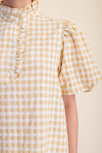 Ruffle Collar Puff Sleeve Top